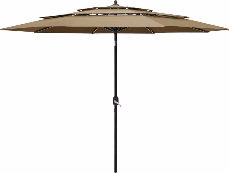 Maison Exclusive - Ombrellone con palo in alluminio, 3 strati, color taupe, 3 m