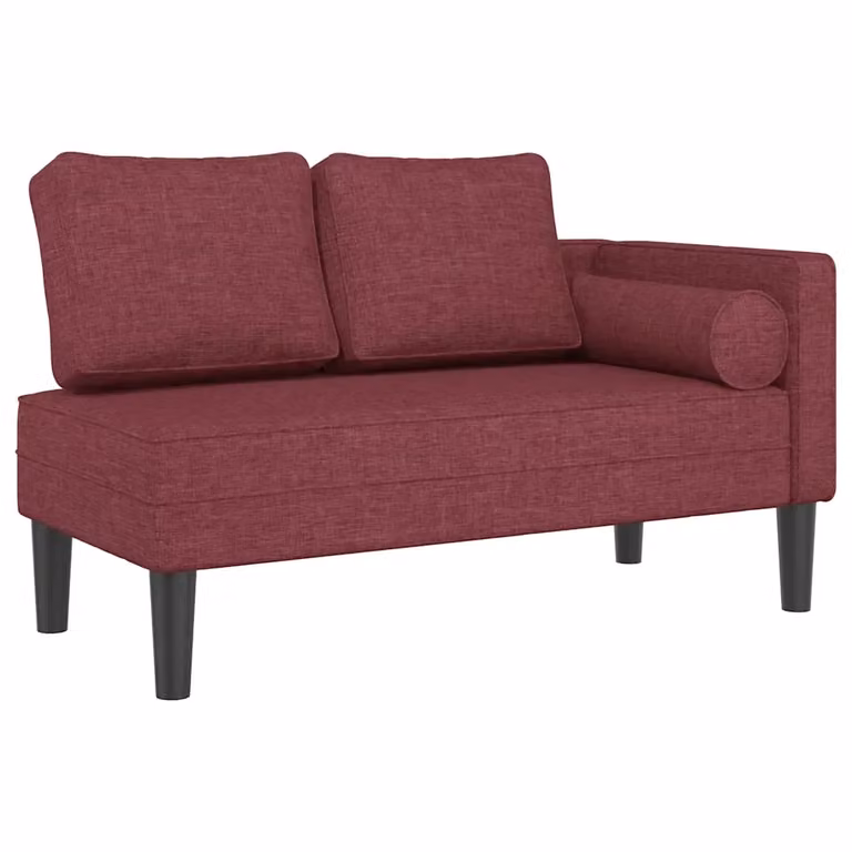 Chaise Lounge a L con Cuscini Rossi vidaXL in Legno Massiccio e Tessuto Resistente ai Raggi UV