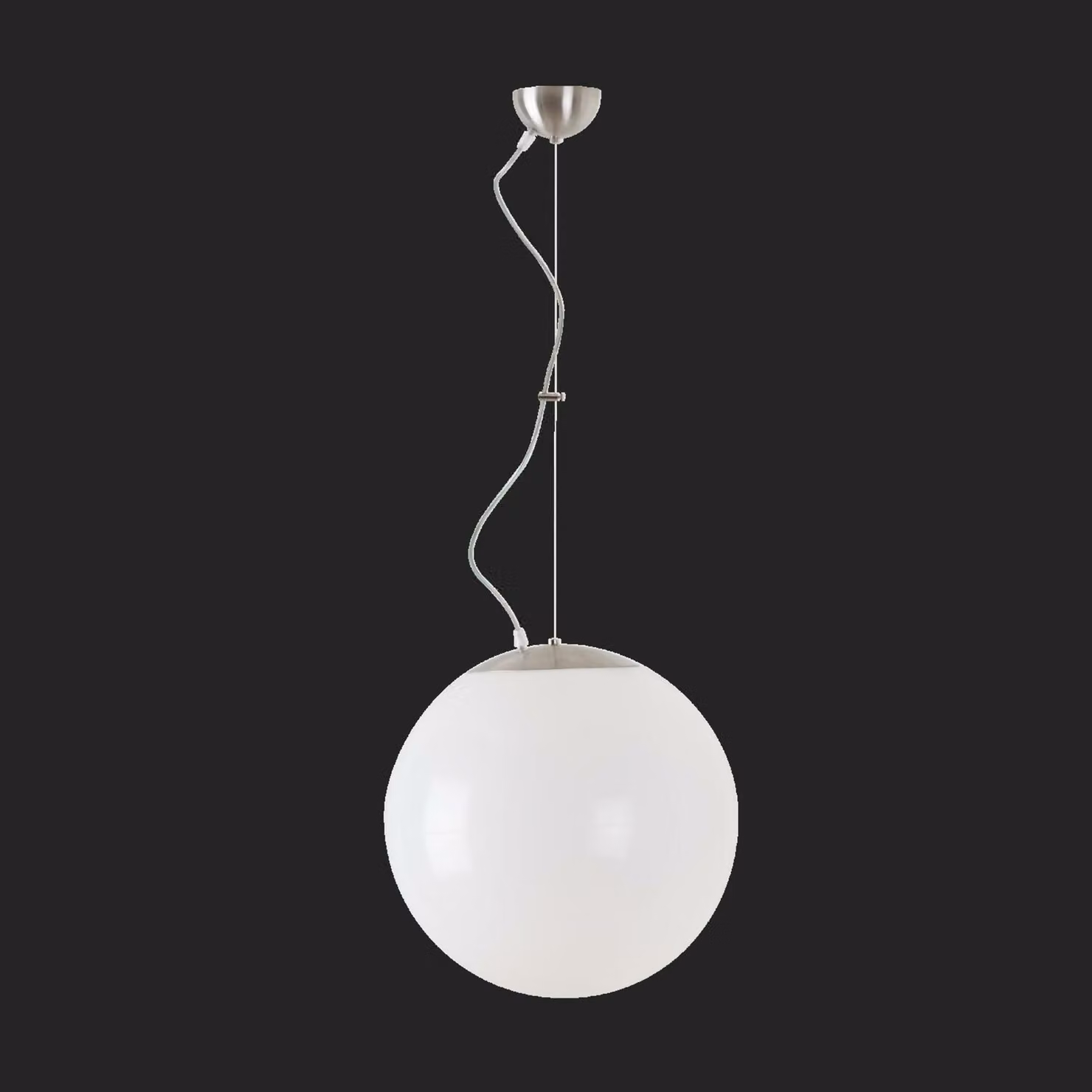 OSMONT ISI68388 ISIS L3 apparecchio a sospensione in plastica acciaio inox spazzolato / bianco IP40 3000 K 27W LED combinazione di emergenza 1 h