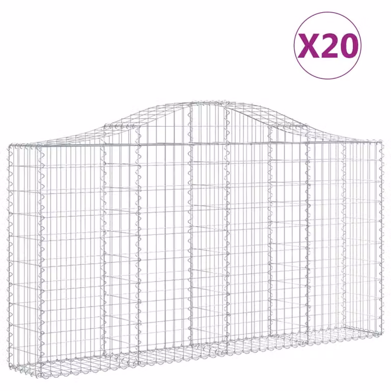 Cesti Gabbioni ad Arco 20 pz 200x30x100/120 cm Ferro Zincato