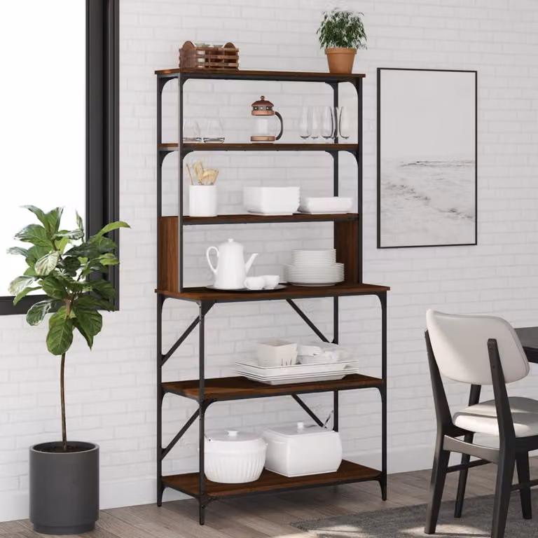 Scaffale da cucina vidaXL con 6 ripiani in rovere marrone, L 90 cm x P 40 cm x H 180 cm