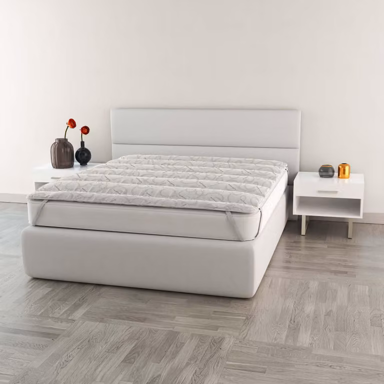 Sottileletta imbottita per materasso, dimensioni 160x195 cm, in cashmere, con 4 elastici
