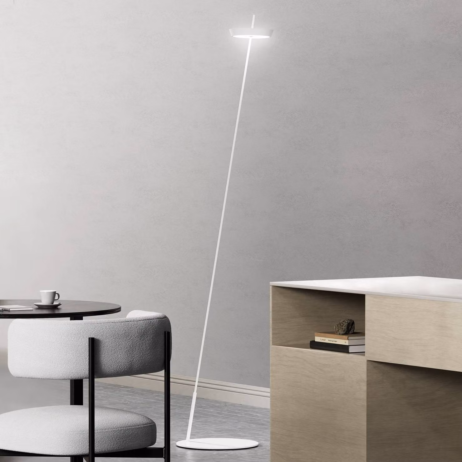 Sigor Lampada da terra a LED Mahina, dimmerabile, Bianco / Opale, Soggiorno / Sala da pranzo, Alluminio, Moderno, Lampada LED da terra