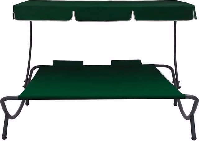 Lettino prendisole con baldacchino e cuscini verde vidaXL – 1