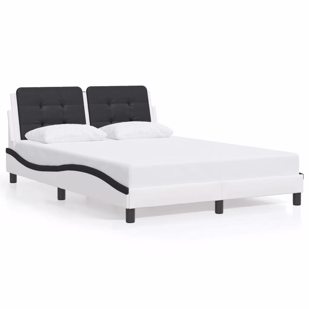 vidaXL Giroletto Zadar Bianco e Nero con LED e porta USB, L/P/H: 140 x 190 cm – 1