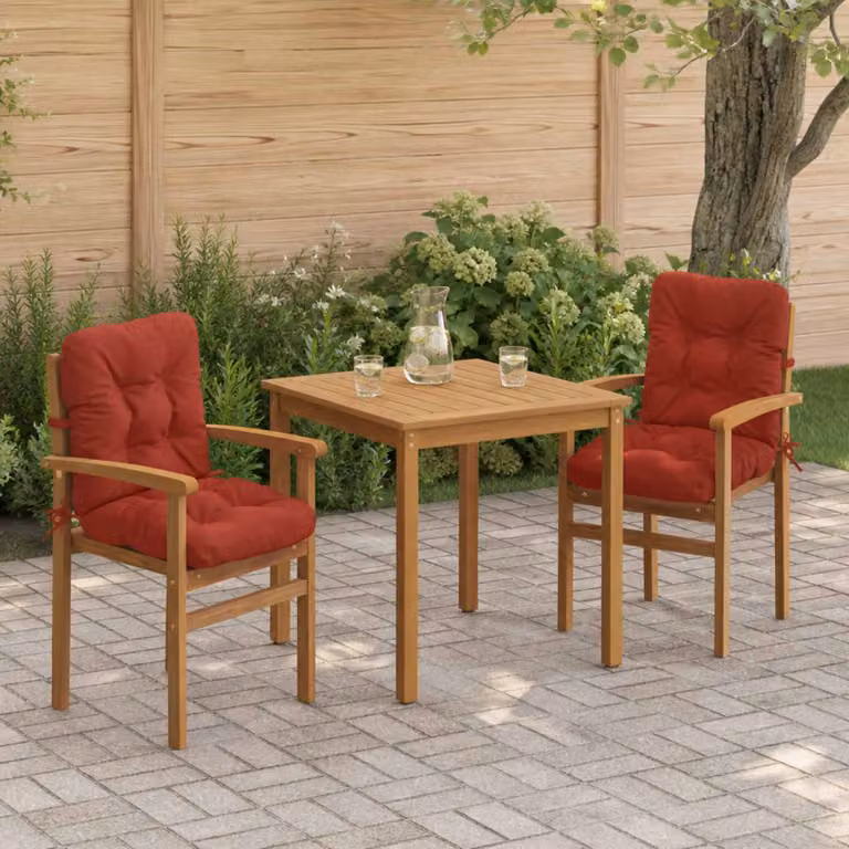 Set di 2 cuscini per sedia alta vidaXL VIANEN in poliestere rosso con fodera lavabile e resistente ai raggi UV