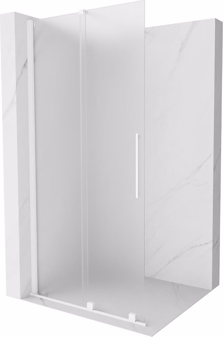 Mexen Velar parete doccia scorrevole Walk-in 90 x 200 cm, gelo 8 mm, bianca - 871-090-000-33-20