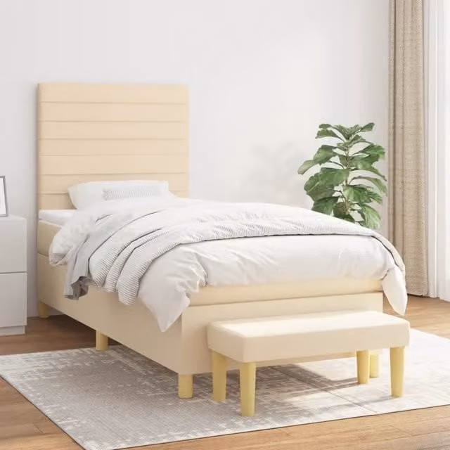 Letto Ibrido con Giroletto a Molle e Materasso vidaXL, Colore Beige e Bianco, L/P/H: 90 x 200 x 25 cm