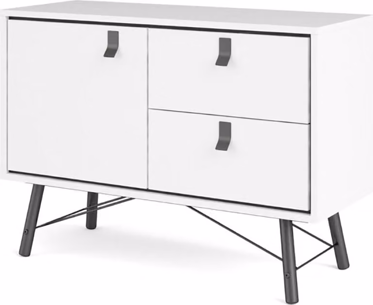 Credenza Rye 1 anta, 2 cassetti bianco opaco.