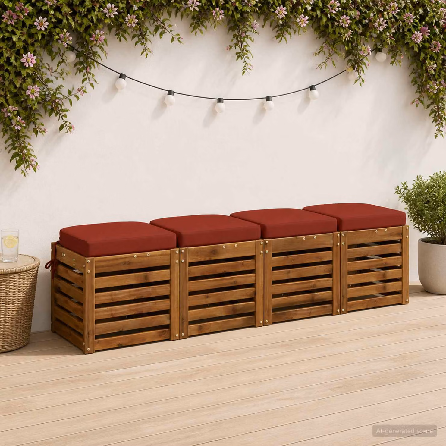 Set di 4 cuscini per sedile vidaXL SOEST in poliestere, colore rosso