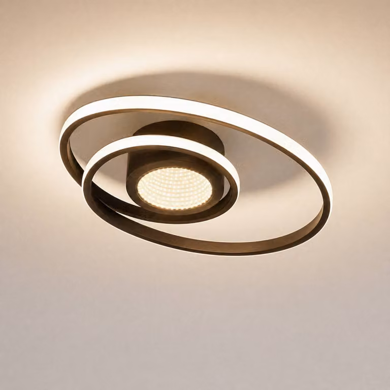 Plafoniera a LED Thalina Lindby, dimmerabile, Nero, Soggiorno / Sala da pranzo, Metallo, Moderno, Plafoniera LED