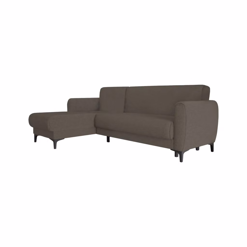 Divano letto ad angolo Aber DMORA con penisola reversibile e contenitore, modello moderno in tessuto marrone, L 230 cm x H 85 cm – 2