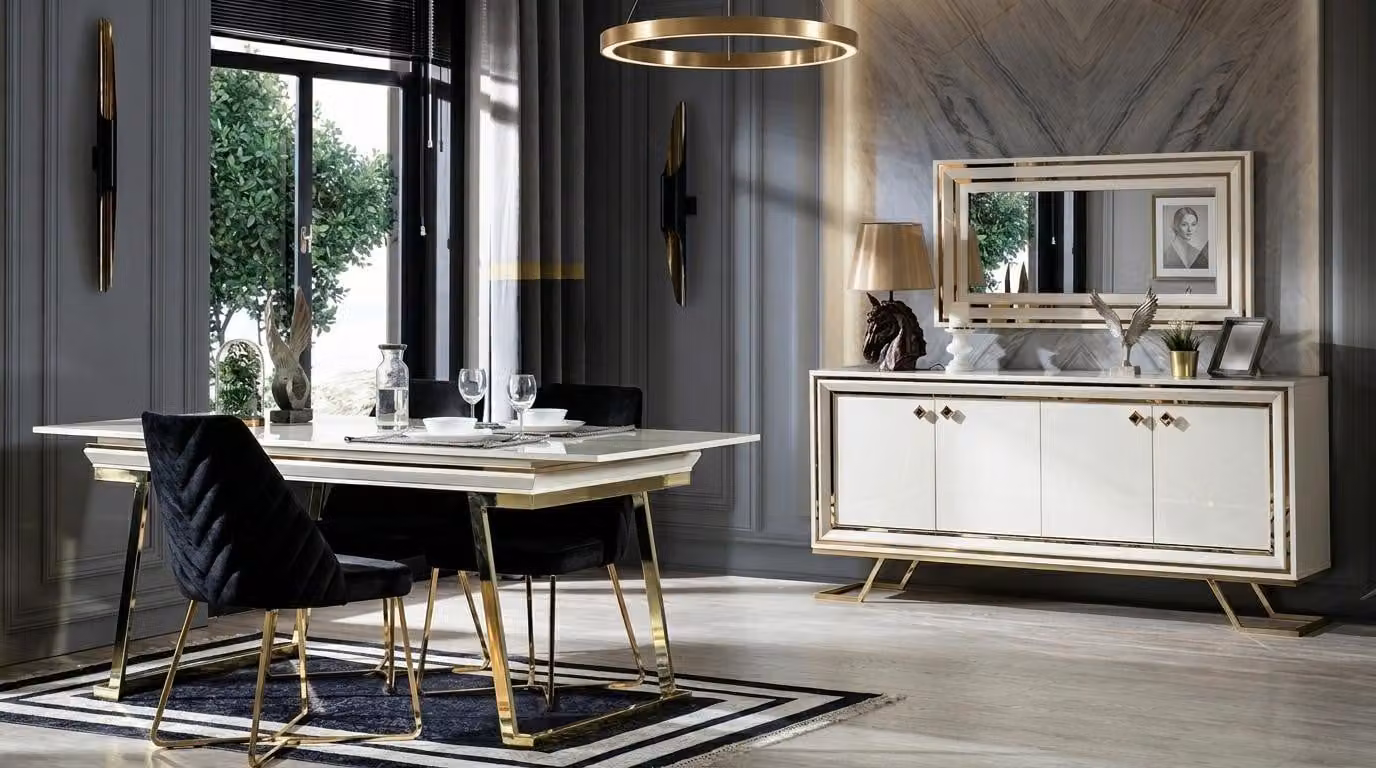 Tisch Konsole Spiegel Wohnzimmer Stil modern weiß rechteckig praktisch