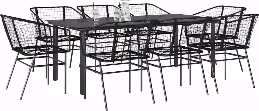 Maison Exclusive - Set da Pranzo da Giardino 9 pz Polyrattan Vetro