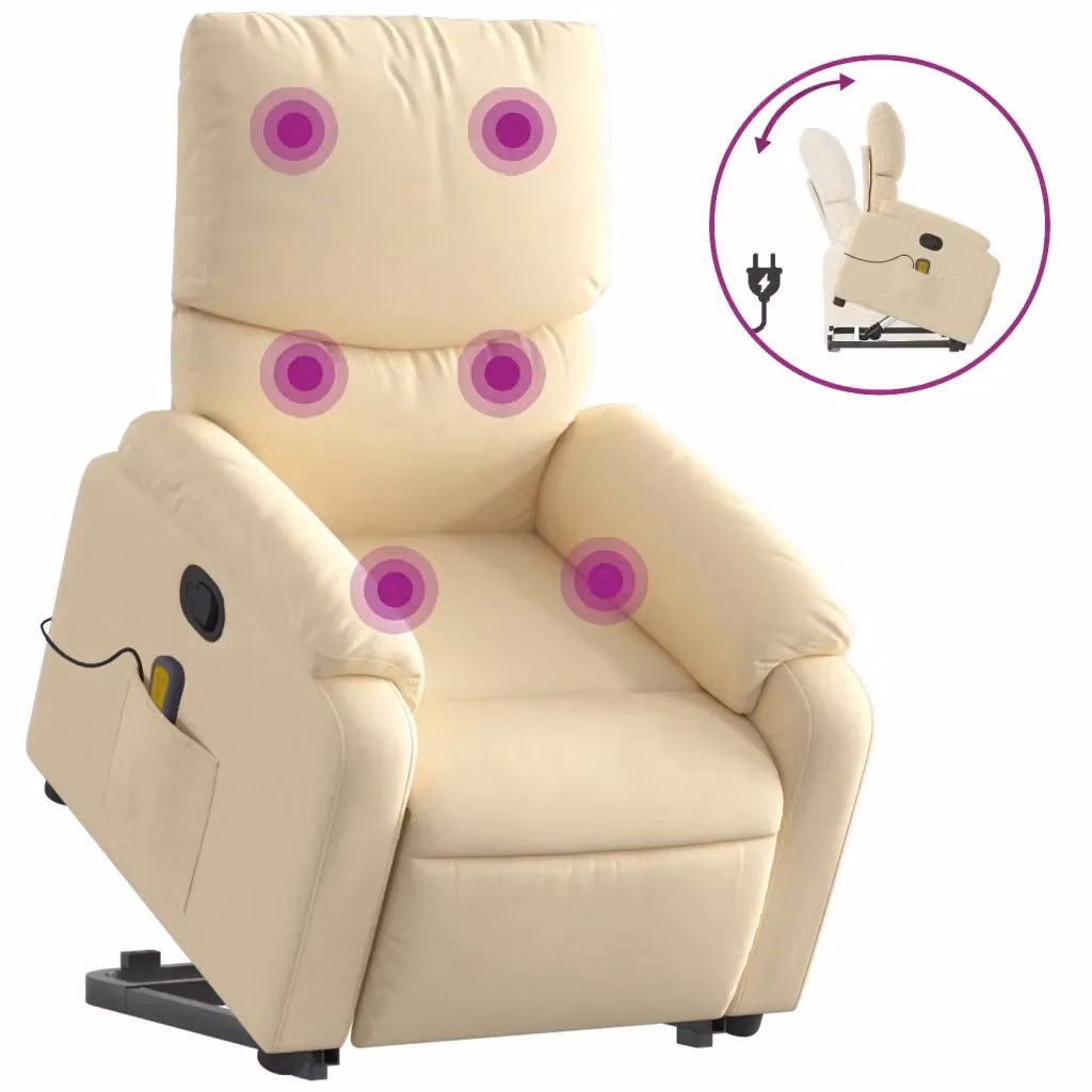 Poltrona Alzapersona Reclinabile con Assistenza Elettrica vidaXL in Tessuto e Finta Pelle Beige – 2