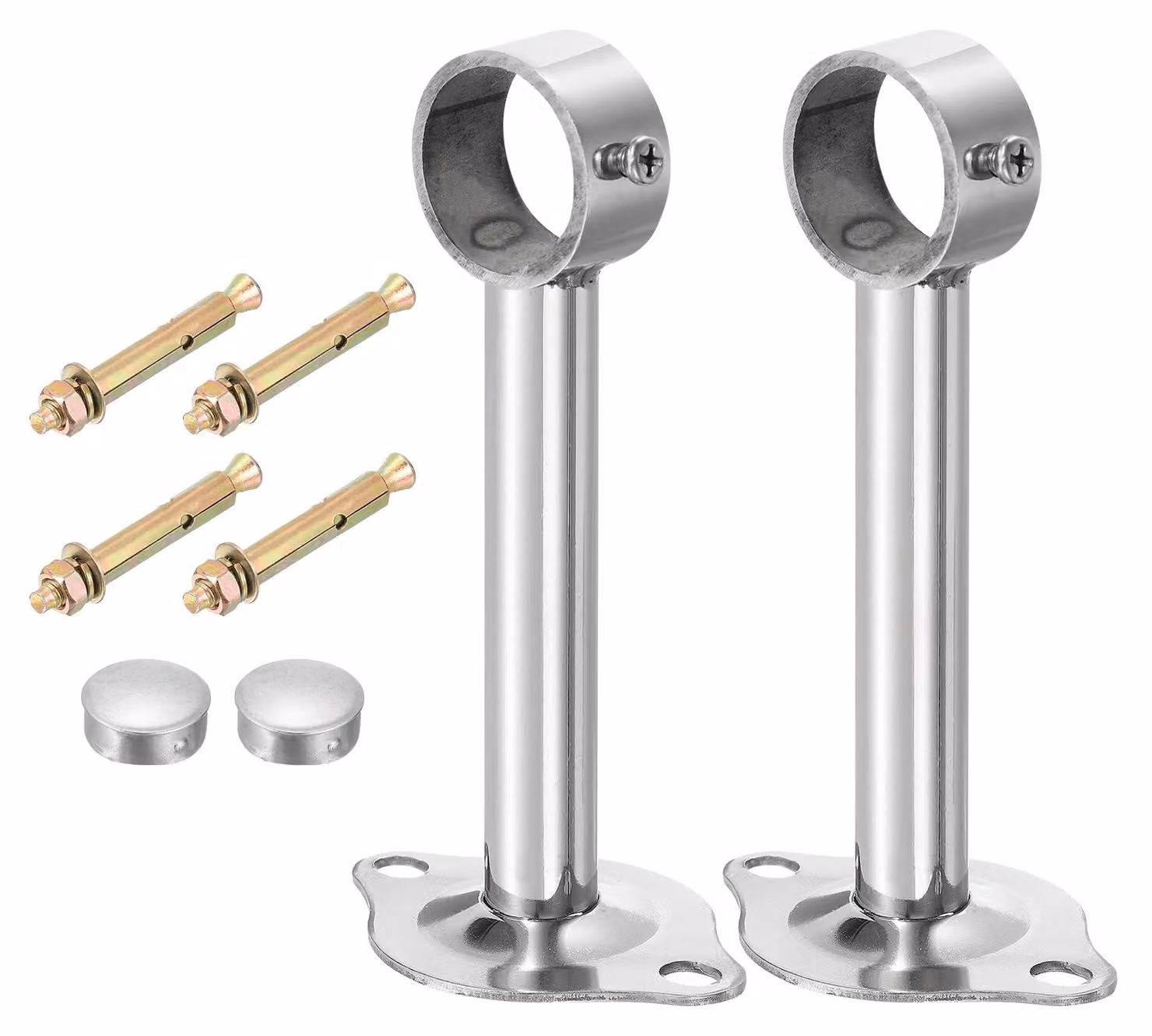 Supporti per tende in acciaio inossidabile, set da 3, per tubi da 32 mm, lunghezza 150 mm