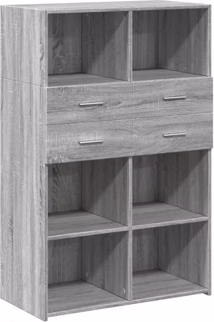Credenza | Madia | Buffet da pranzo | Armadio da pranzo Grigio Sonoma 80x42,5x124 cm in Legno Multistrato
