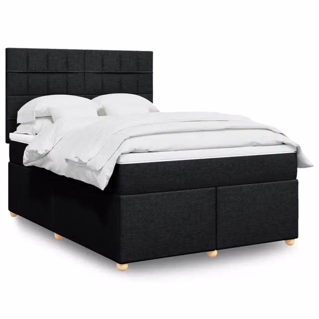 Giroletto a Molle con Materasso Nero 140x190 cm in Tessuto 3293577