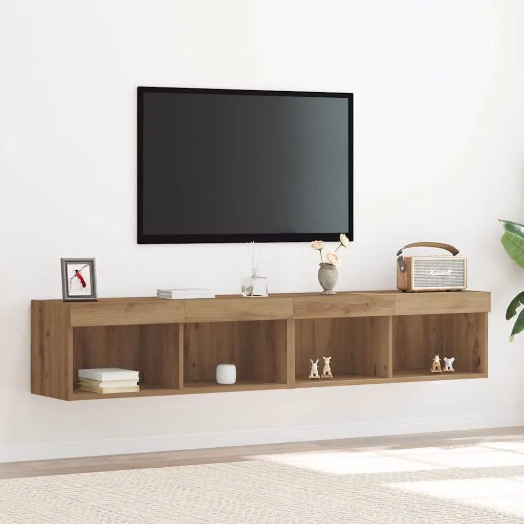 Set di 2 mobili TV moderni vidaXL in legno ingegnerizzato color rovere artigianale marrone opaco
