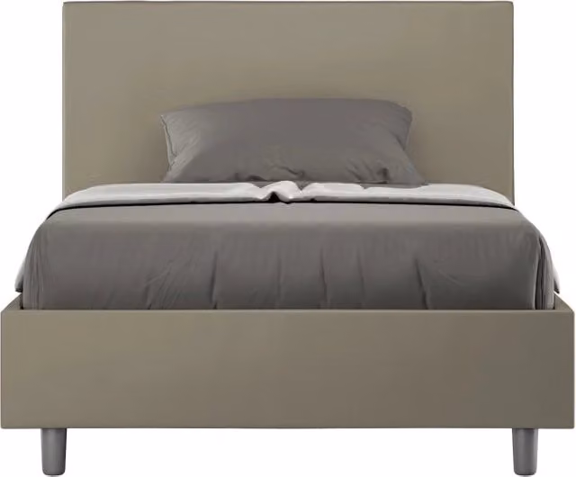 BS COM Letto una piazza e mezza con rete imbottito 120x210 similpelle cappuccino