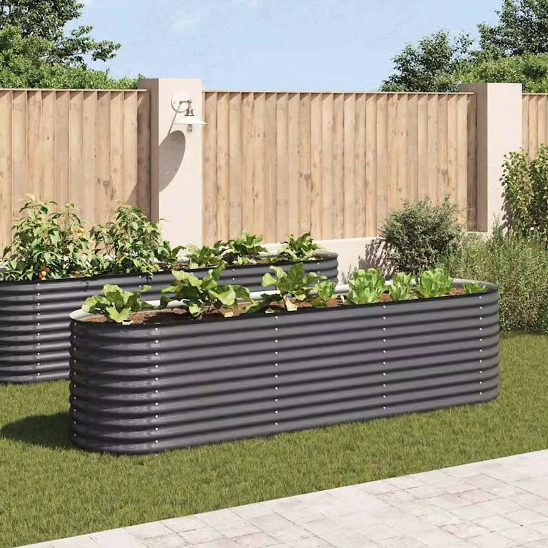 Letto rialzato da giardino vidaXL in acciaio zincato grigio L: 320 cm, P: 80 cm, H: 81 cm