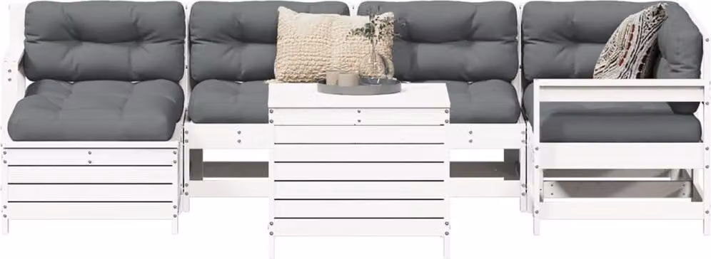 Maison Exclusive - Set Divani da Giardino 7 pz Bianco in Legno Massello di Pino
