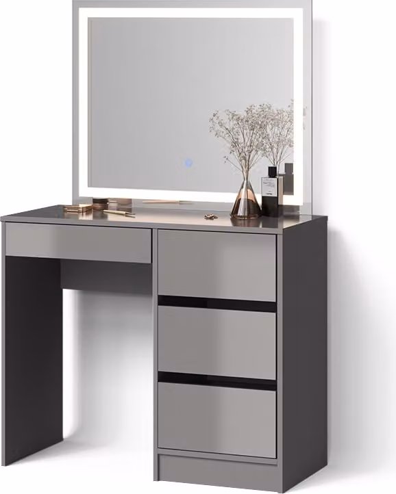 Set da tavolo per il trucco Livinity Imola Grigio 90 cm con specchio a LED, Model 52428