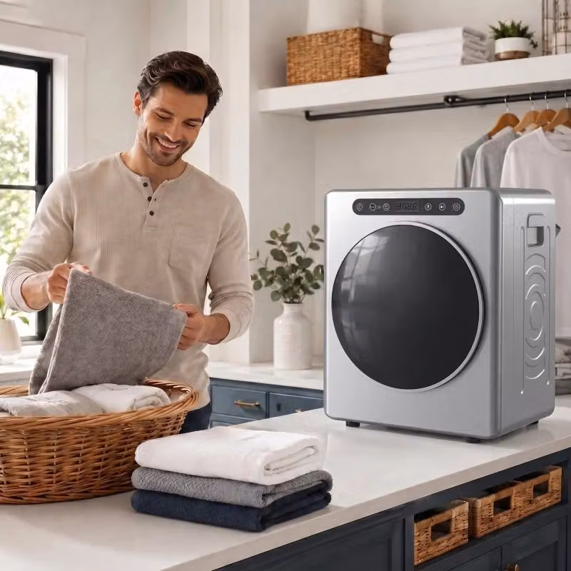 Asciugatrice a evacuazione WISHDOR da 5 kg, libera installazione, cestello in acciaio inox, argento – 2