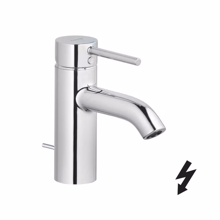 KLUDI BOZZ Mitigeur monocommandé pour lavabo, hauteur de bec 75mm, pour réservoir sans pression, chrome, 382770576, 382770576