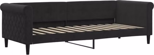 Letto singolo da giorno in velluto nero per adulti L/P: 80 x 200 cm – 1