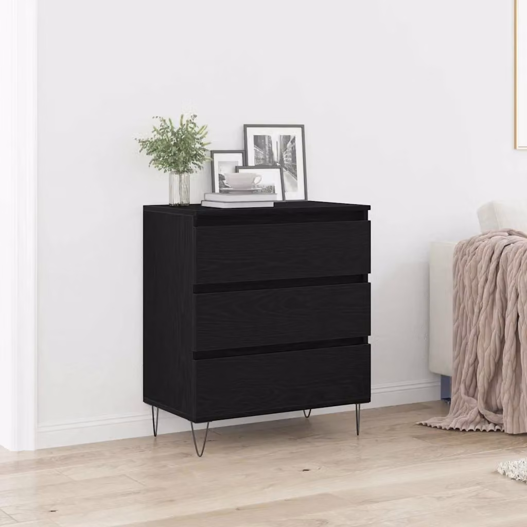 Credenza moderna vidaXL in legno MDF nero L 60 cm x P 35 cm x H 70 cm