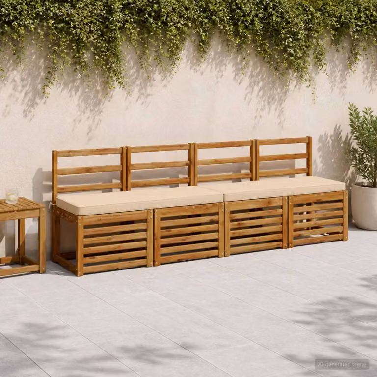 Set di 2 cuscini per panchina vidaXL VUGHT in poliestere beige con rivestimento rimovibile e resistente ai raggi UV