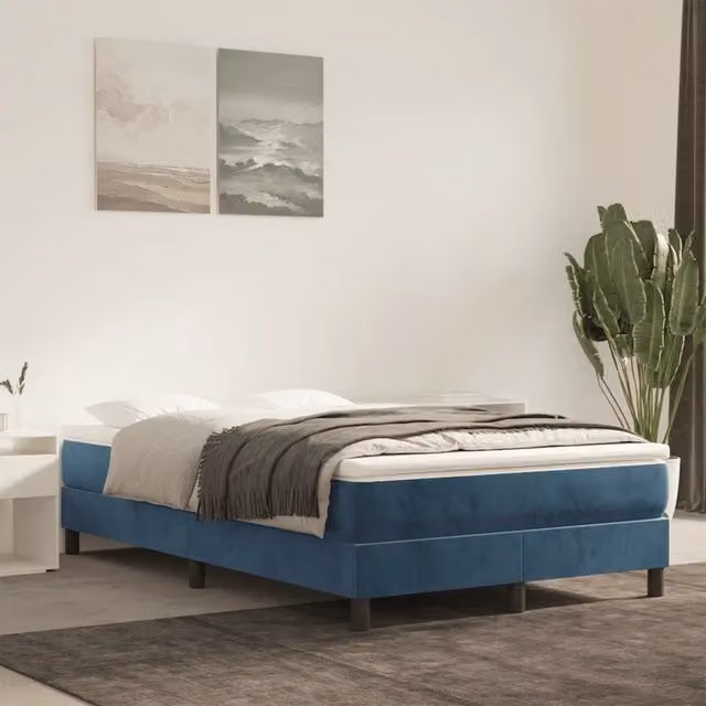 Materasso a Molle Insacchettate Rigidità Media Blu Scuro 120x220x20 cm in Velluto 4016616