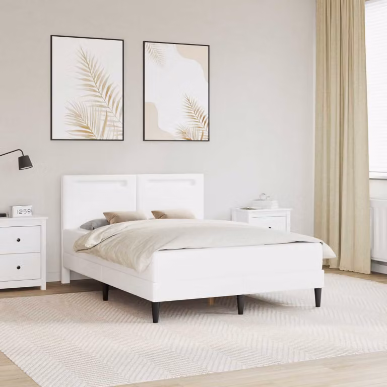 Letto moderno vidaXL in similpelle bianca con illuminazione sottostante L/P/H: 200 x 120 x 96 cm