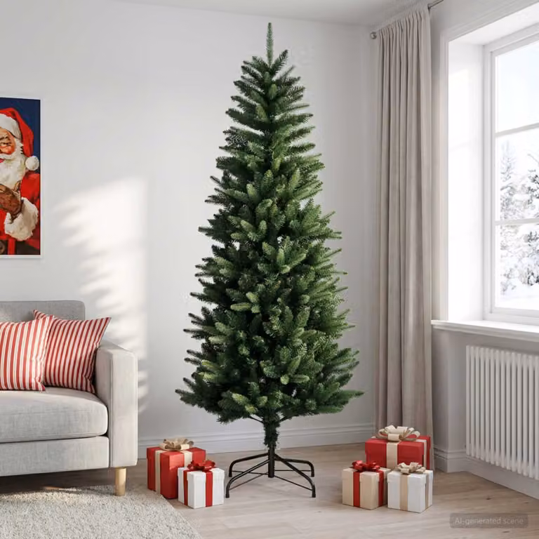 vidaXL Artificial Hinged Christmas Tree 240 cm PE e PVC Verde
