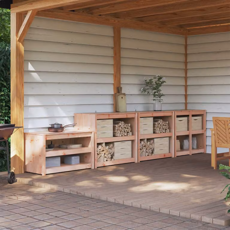 Mobile da cucina da esterno vidaXL MEPPEL Bianco con 4 ripiani in legno di pino L/P/H: 106 x 55 x 92 cm