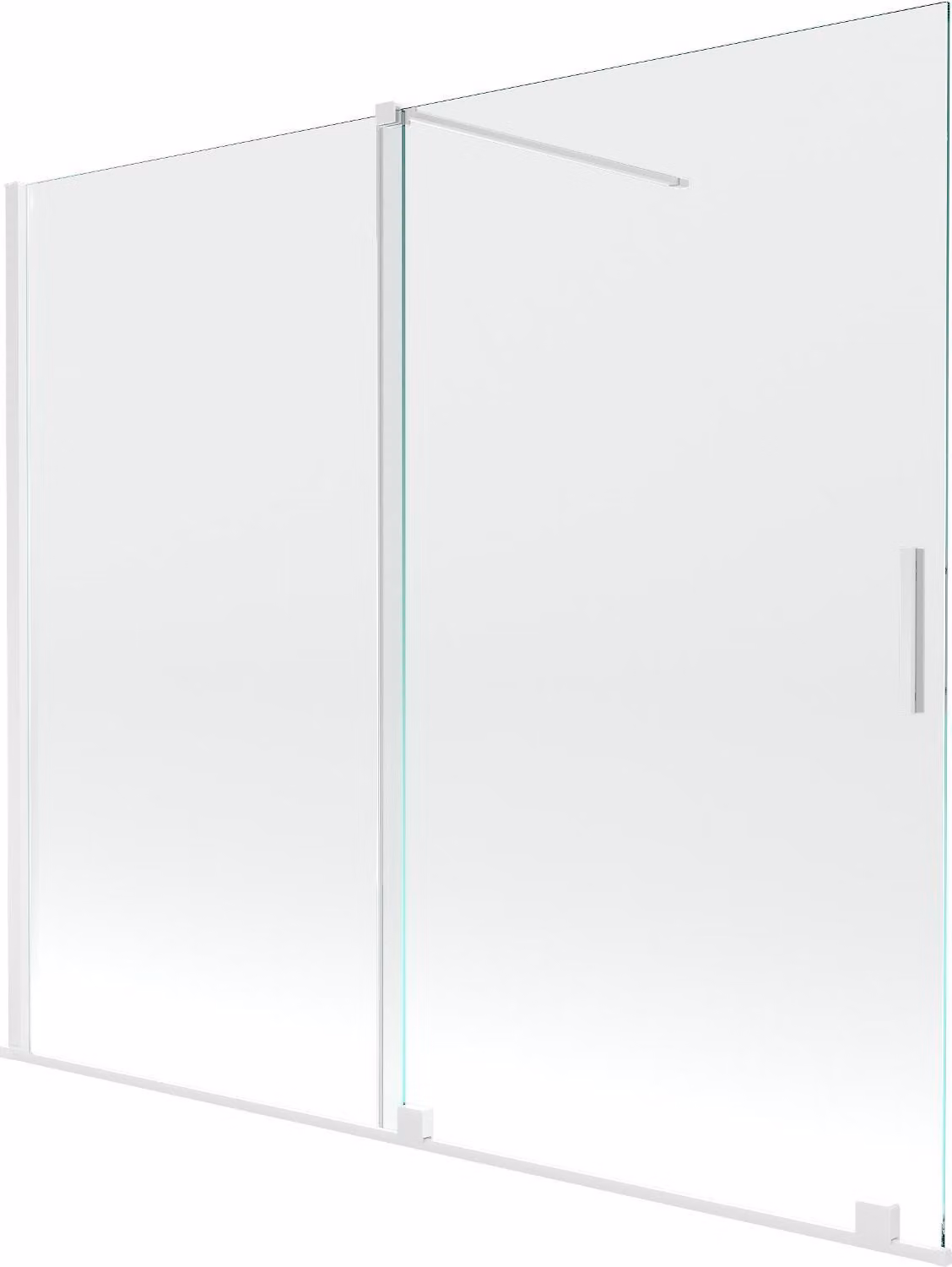 Mexen Velar paravento da bagno a 2 ante scorrevoli 180 x 150 cm, trasparente, bianco - 896-180-000-01-20