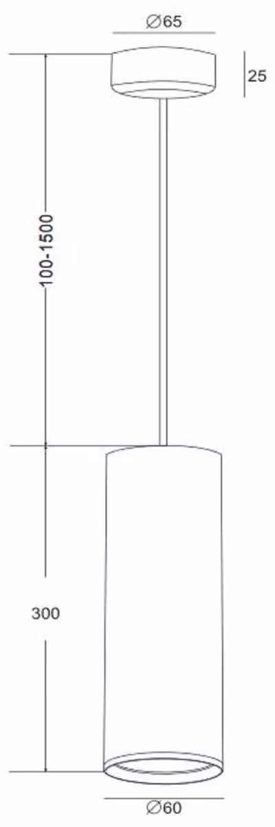 Casa Padrino, lampada a sospensione bianca Ø 6 x H. 30 cm - Lampada a sospensione in alluminio regolabile in altezza