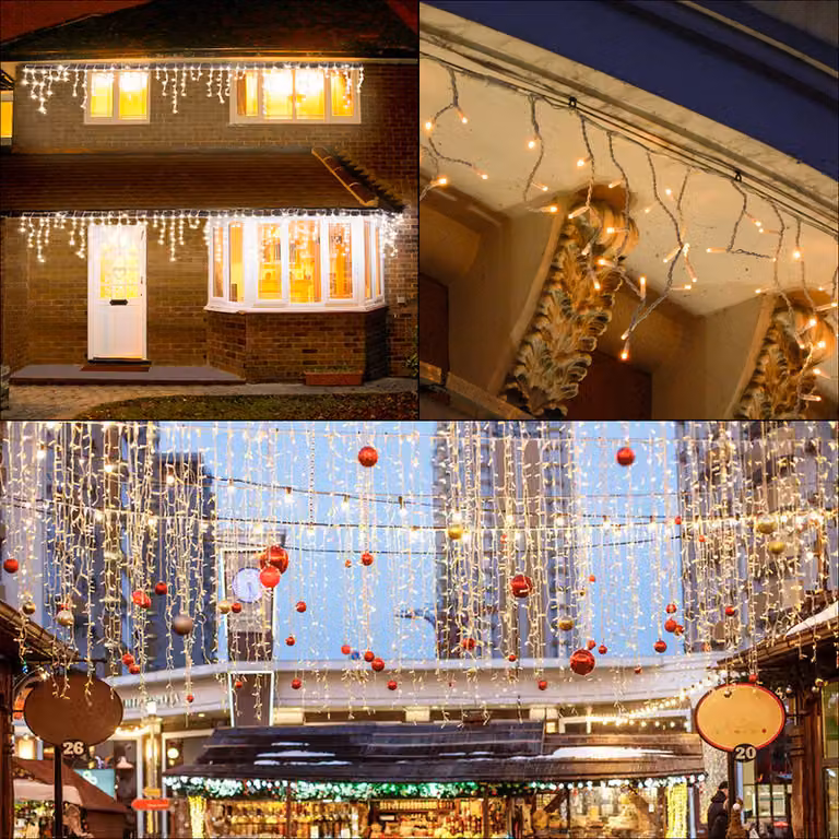 Jopassy LED ghiacciolo luci fatate 600 LED 20m bianco caldo Natale ghiacciolo luci fatate all'aperto