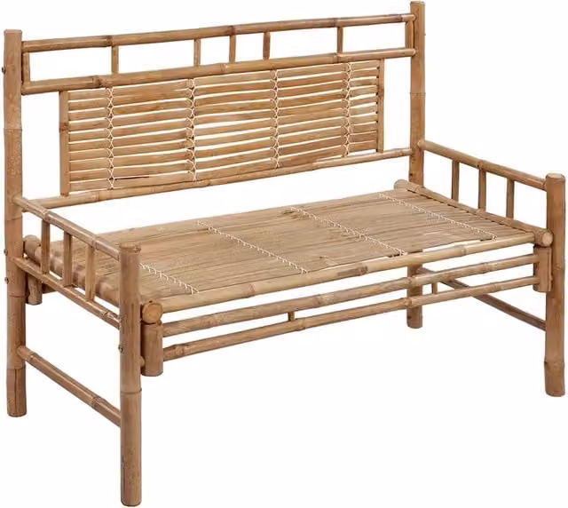 Panchina da giardino in bambù con cuscini inclusi, colore marrone e verde, L: 120 cm