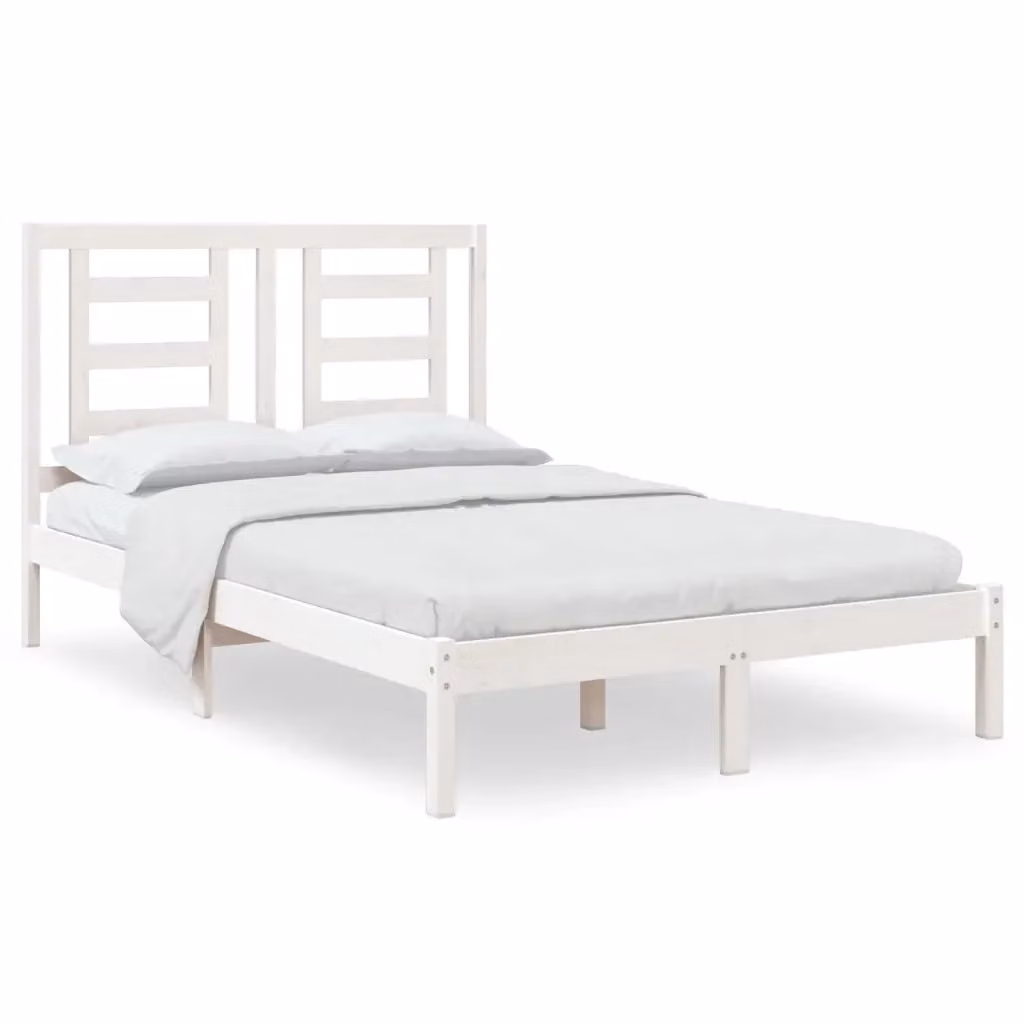 vidaXL Giroletto in Legno Massello di Pino Bianco senza Materasso L 200 x L 120 cm – 2