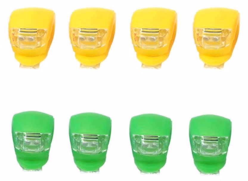 Set di 8 luci LED per passeggini, impermeabili, luci di segnalazione, verde/giallo