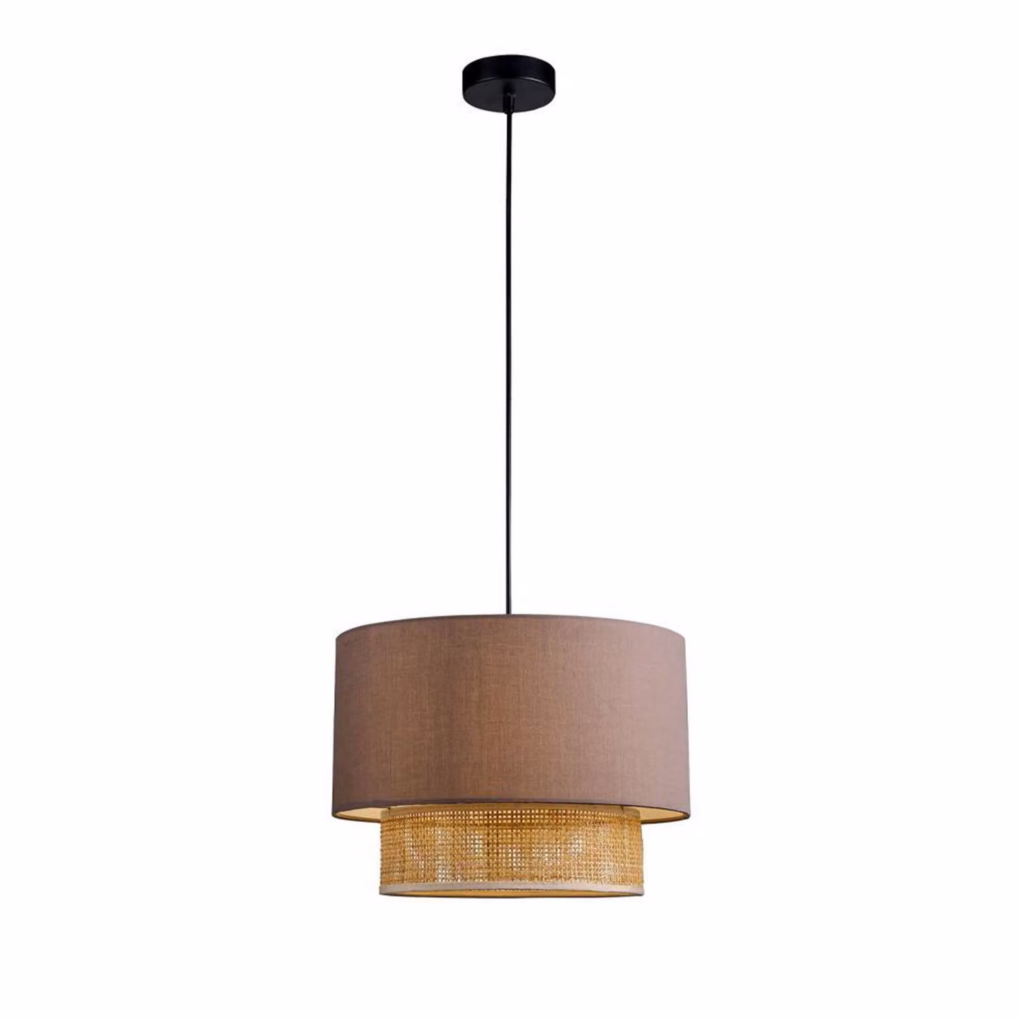 Viokef Lampada a sospensione Rika, dimmerabile, Alluminio / Grigio / Zincato, Soggiorno / Sala da pranzo, Tessuto / Stoffa / Seta, Lampada a sospensione