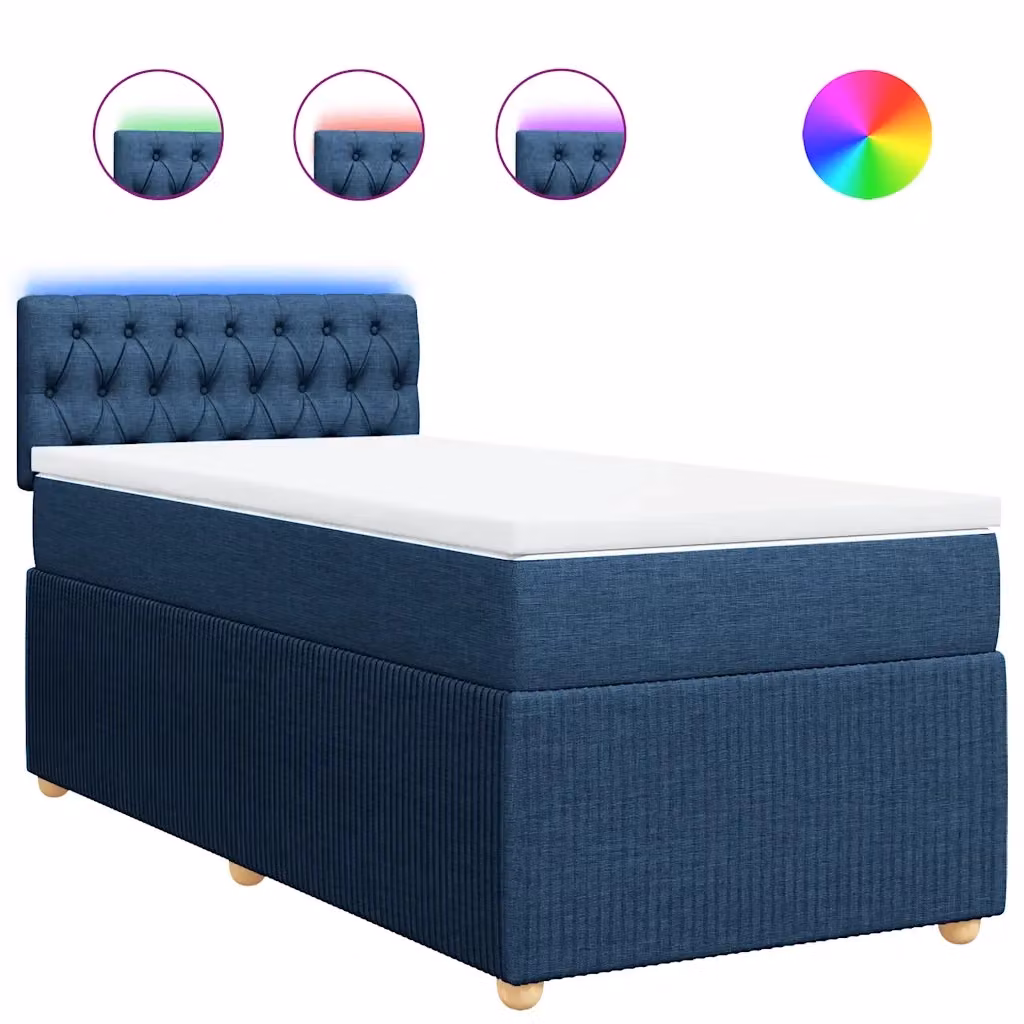 Letto Ibrido vidaXL con Materasso a Molle Blu e Bianco L: 80 cm, P: 200 cm – 2