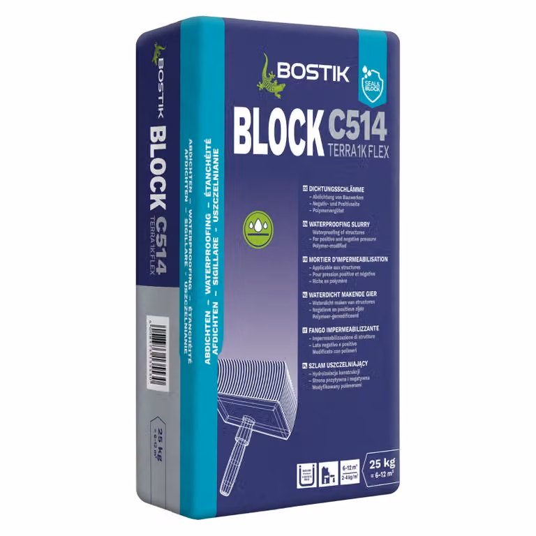 Bostik Block C514 Terra 1K Flex sacco da 25 kg Sigillatura di boiacche Impermeabilizzazione di edifici
