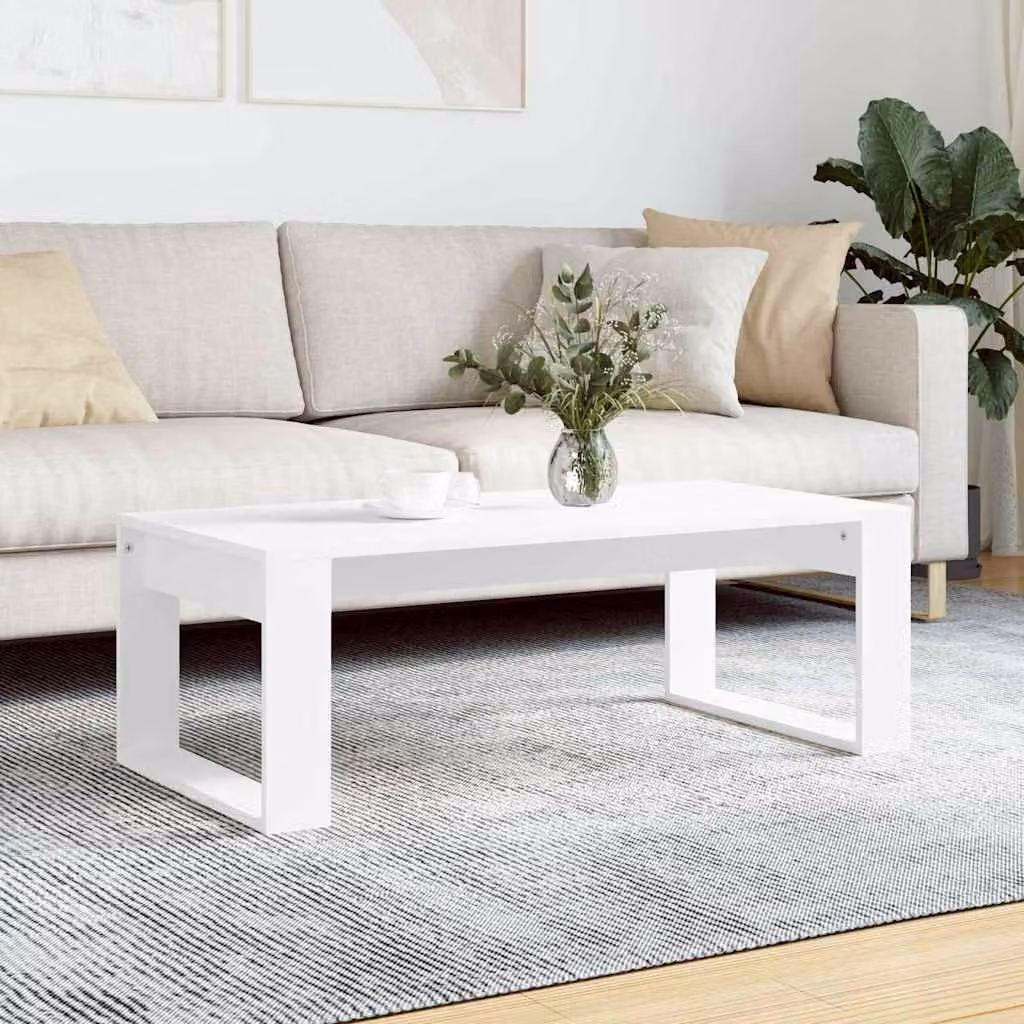 vidaXL Tavolino da Salotto Moderno Bianco in Legno e MDF L: 102 cm, P: 50 cm, H: 35 cm