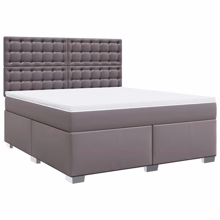 Giroletto a Molle con Materasso Grgio 180x200 cm in Pelle finta