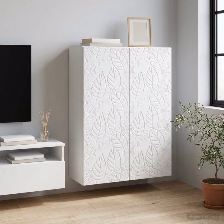 Mobiletto a muro vidaXL Bianco in MDF con ante a battente e ripiani interni L: 66 cm, P: 34,5 cm, H: 90 cm