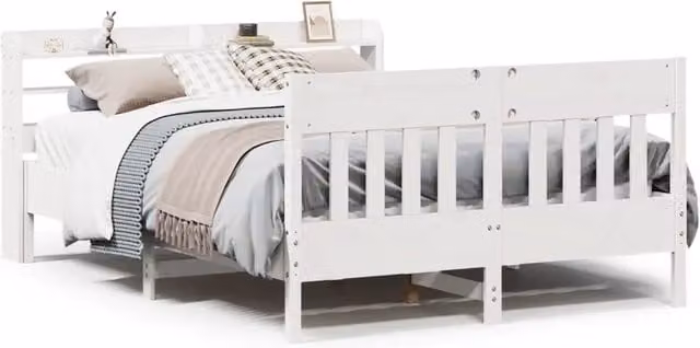 Letto matrimoniale | Letto per adulti | Letto senza Materasso Bianco 140x200 cm Legno Massello di Pino