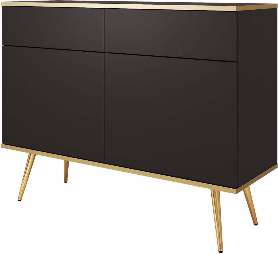 FURNLUX Credenza Oro Black Und Gold 107cm / Hauptfarbe: Schwarz / Dimensioni: 107 x 39 x 85 cm